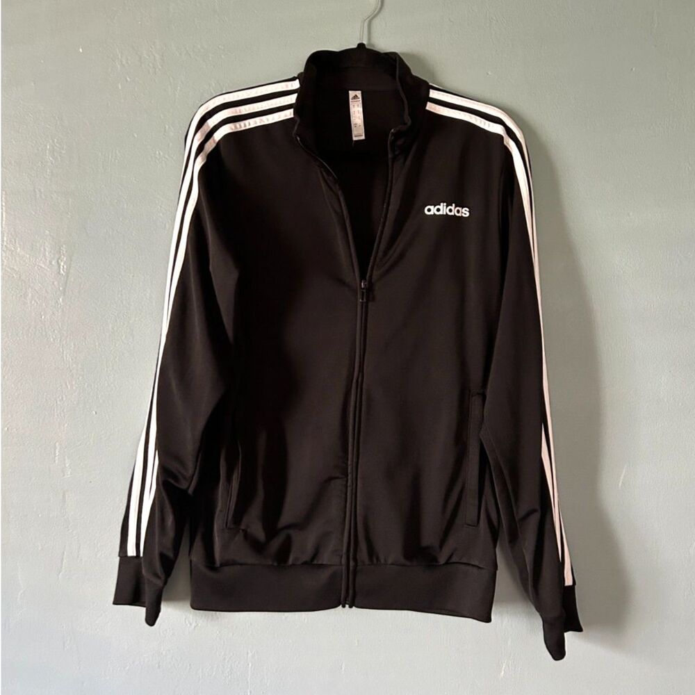 Adidas women's 3 strip Essentials black full zip jacket size small